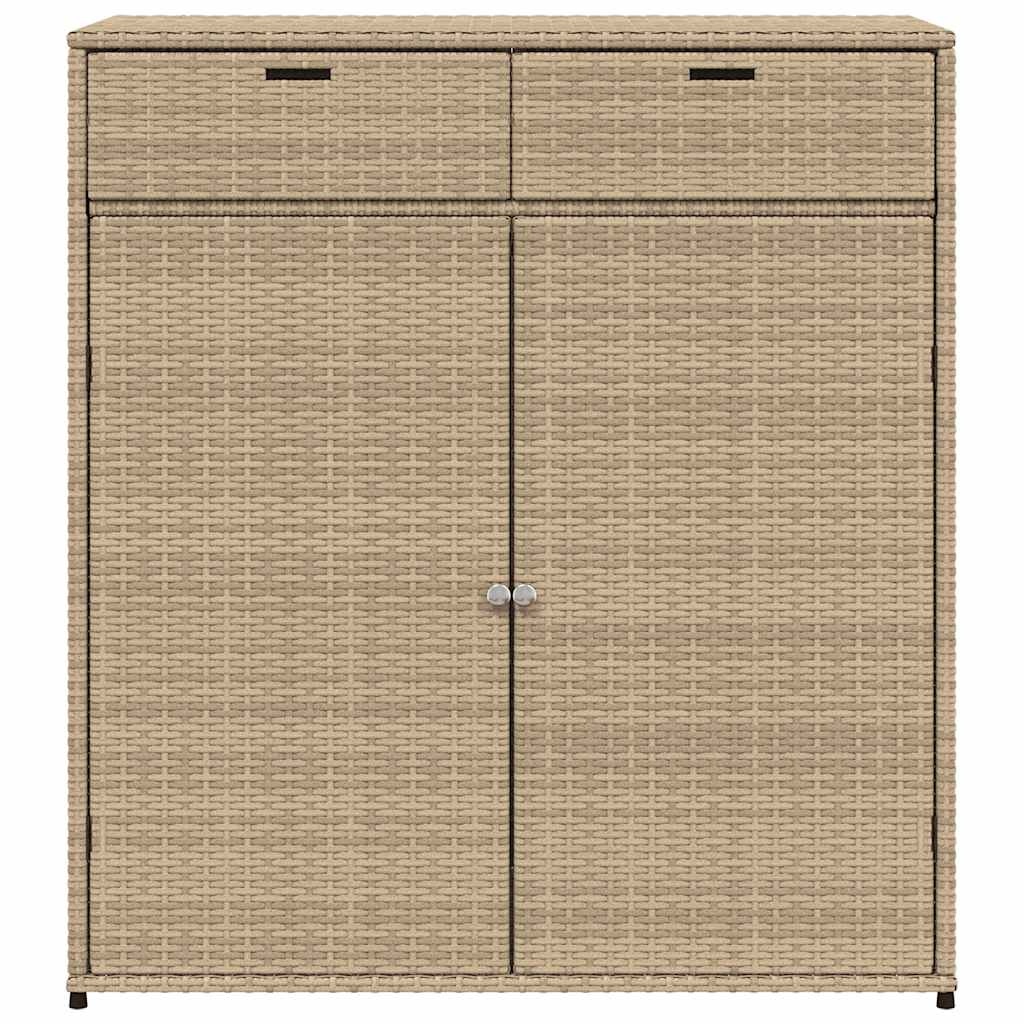Poly Rattan Garden Storage Cabinet 105cm Wide With 2 Doors 2 Drawers - Vantage Home