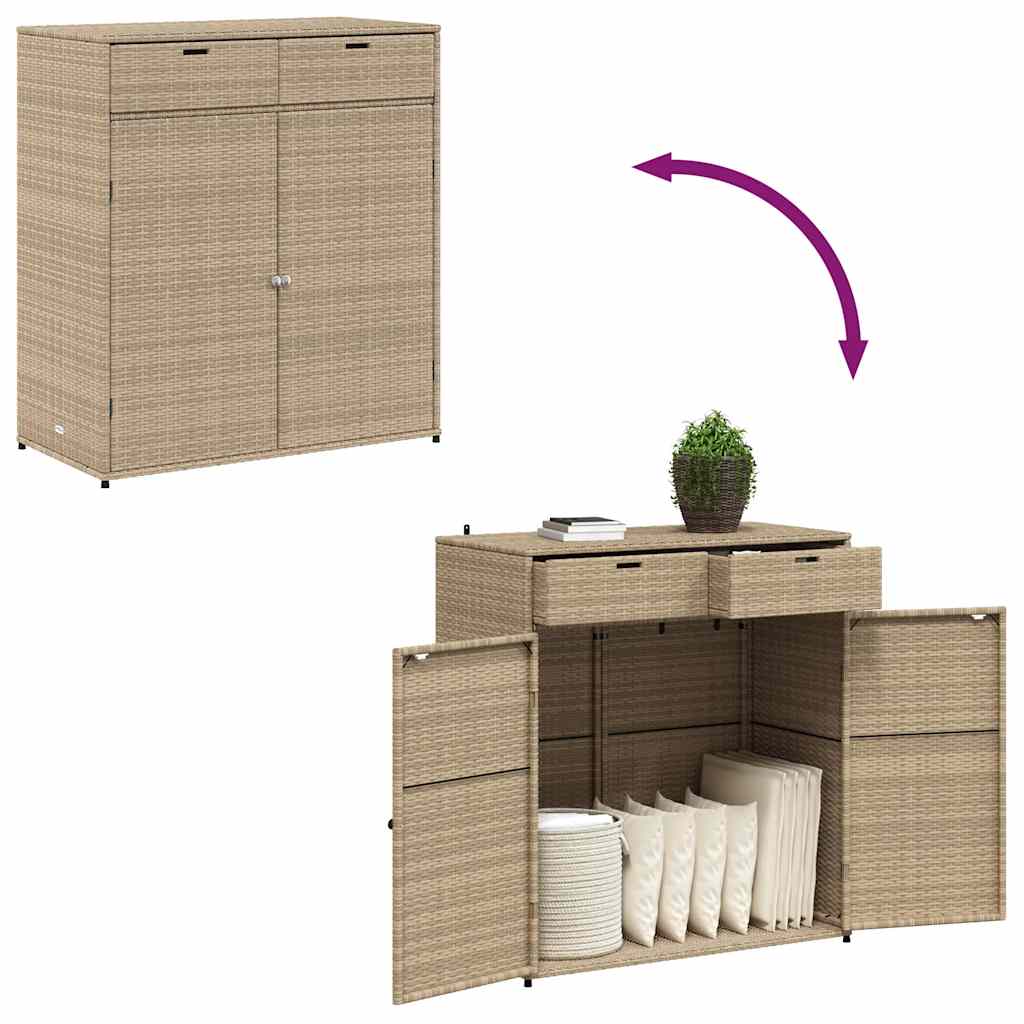 Poly Rattan Garden Storage Cabinet 105cm Wide With 2 Doors 2 Drawers - Vantage Home