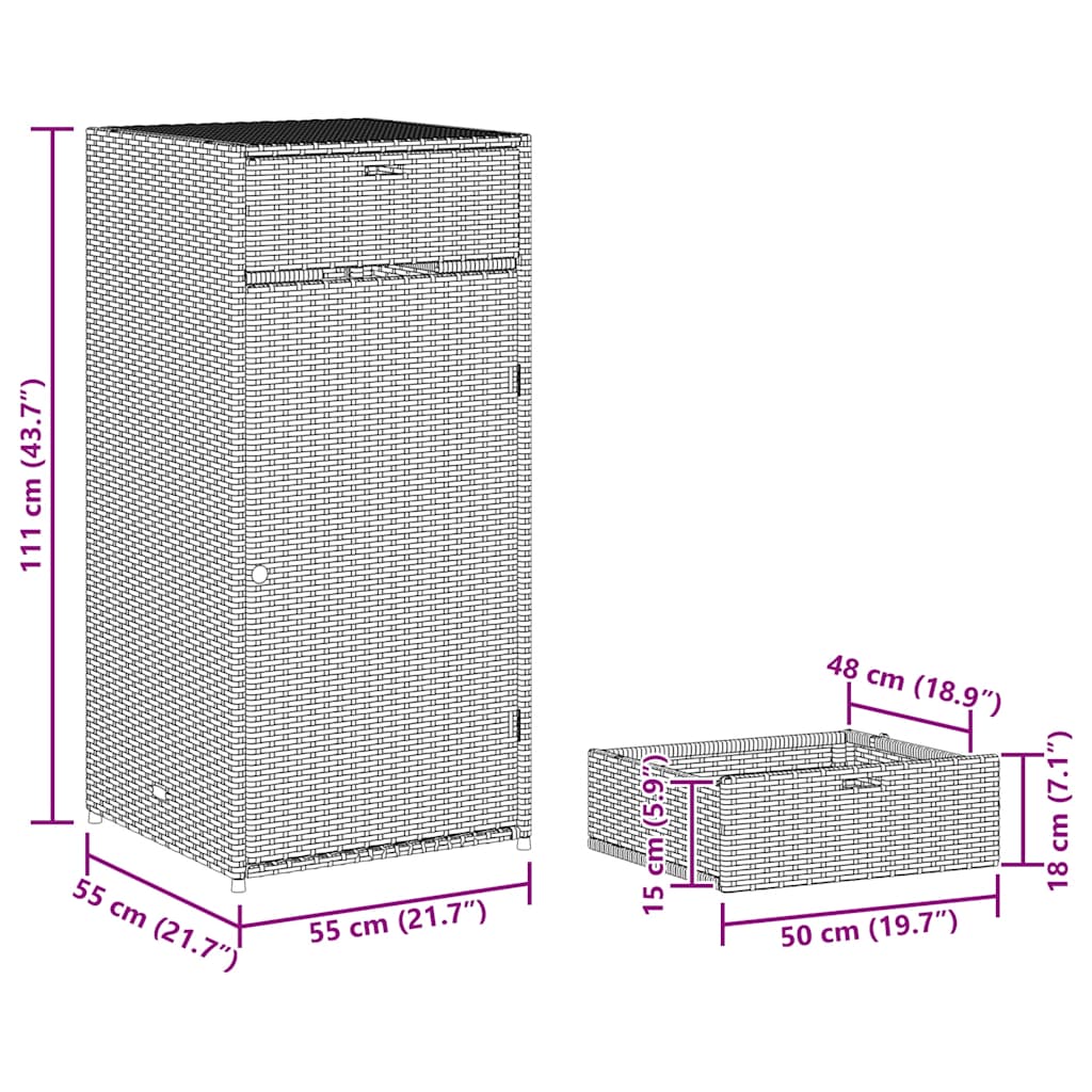 Poly Rattan Garden Storage Cabinet 105cm Wide With 2 Doors 2 Drawers - Vantage Home