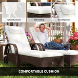 Poly Rattan Garden Sun Lounger in Set of 2 With Side Table - Velmora