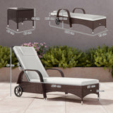 Poly Rattan Garden Sun Lounger in Set of 2 With Side Table - Velmora
