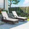 Poly Rattan Garden Sun Lounger in Set of 2 With Side Table - Velmora