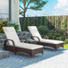 Poly Rattan Garden Sun Lounger in Set of 2 With Side Table - Velmora