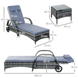 Poly Rattan Garden Sun Lounger in Set of 2 With Side Table - Velmora