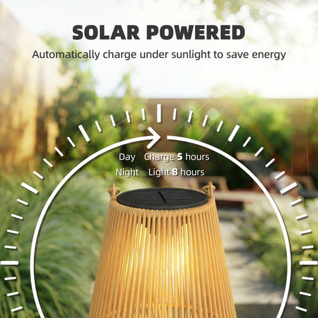 Poly Rattan Hanging Solar Lanterns in Set of 2 With Handle for Patio - Velmora