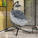 Poly Rattan Outdoor Swing Chair With Metal Stand With Thick Padded Cushion - Velmora