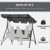 Poly Rattan Patio Wicker 3 Seater Outdoor Swing Chair Bench With Steel Frame - Velmora