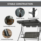 Poly Rattan Patio Wicker 3 Seater Outdoor Swing Chair Bench With Steel Frame - Velmora