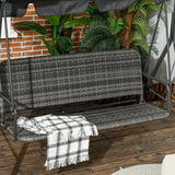 Poly Rattan Patio Wicker 3 Seater Outdoor Swing Chair Bench With Steel Frame - Velmora