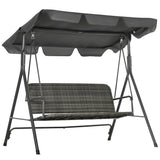 Poly Rattan Patio Wicker 3 Seater Outdoor Swing Chair Bench With Steel Frame - Velmora