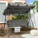 Poly Rattan Patio Wicker 3 Seater Outdoor Swing Chair Bench With Steel Frame - Velmora