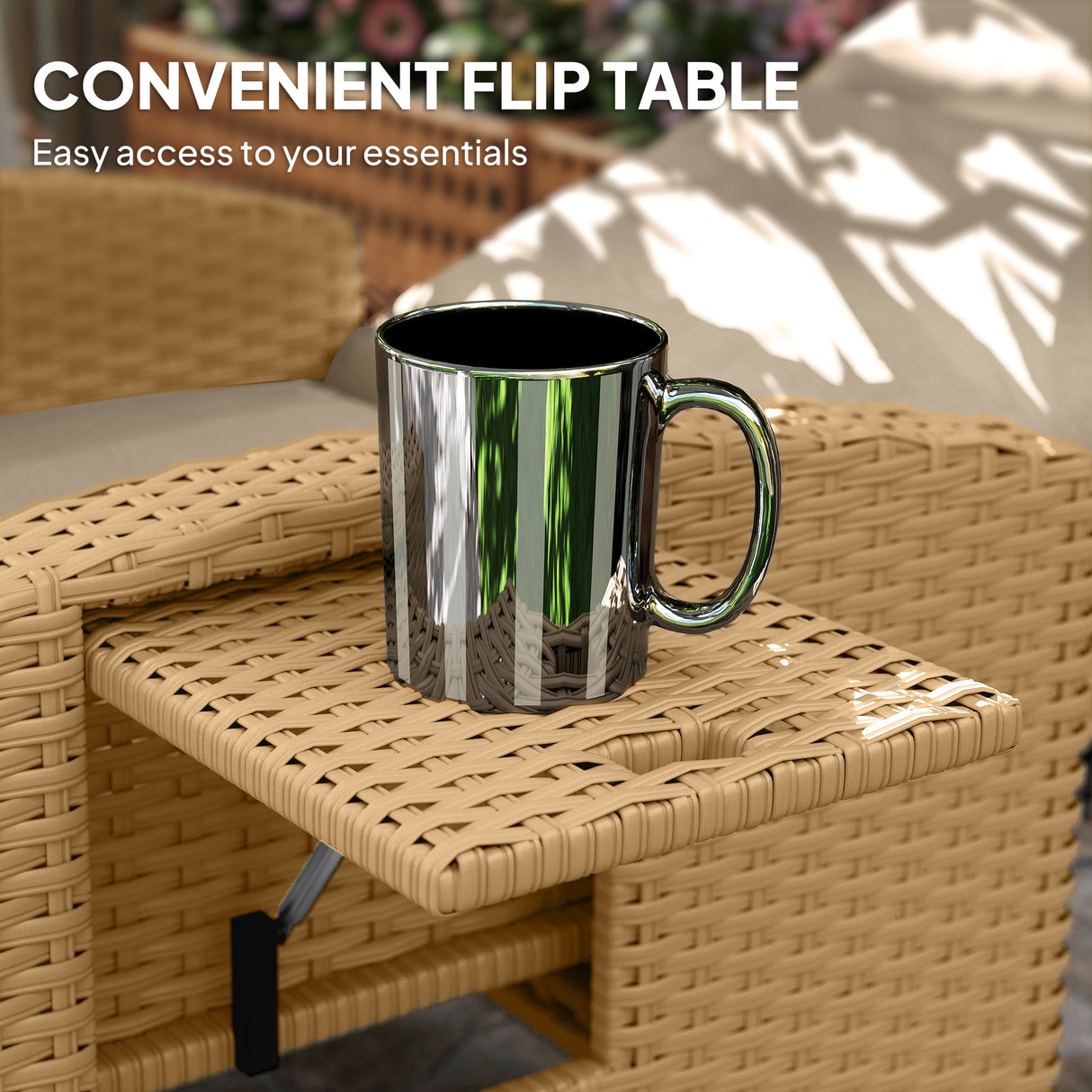 Poly Rattan Reclining Garden Armchair With Footrest - Velmora
