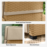 Poly Rattan Reclining Garden Armchair With Footrest - Velmora