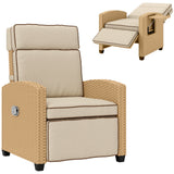Poly Rattan Reclining Garden Armchair With Footrest - Velmora