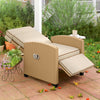 Poly Rattan Reclining Garden Armchair With Footrest - Velmora