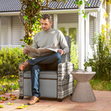 Poly Rattan Reclining Garden Armchair With Footrest - Velmora