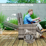 Poly Rattan Reclining Garden Armchair With Footrest - Velmora