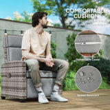Poly Rattan Reclining Garden Armchair With Footrest - Velmora