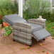 Poly Rattan Reclining Garden Armchair With Footrest - Velmora