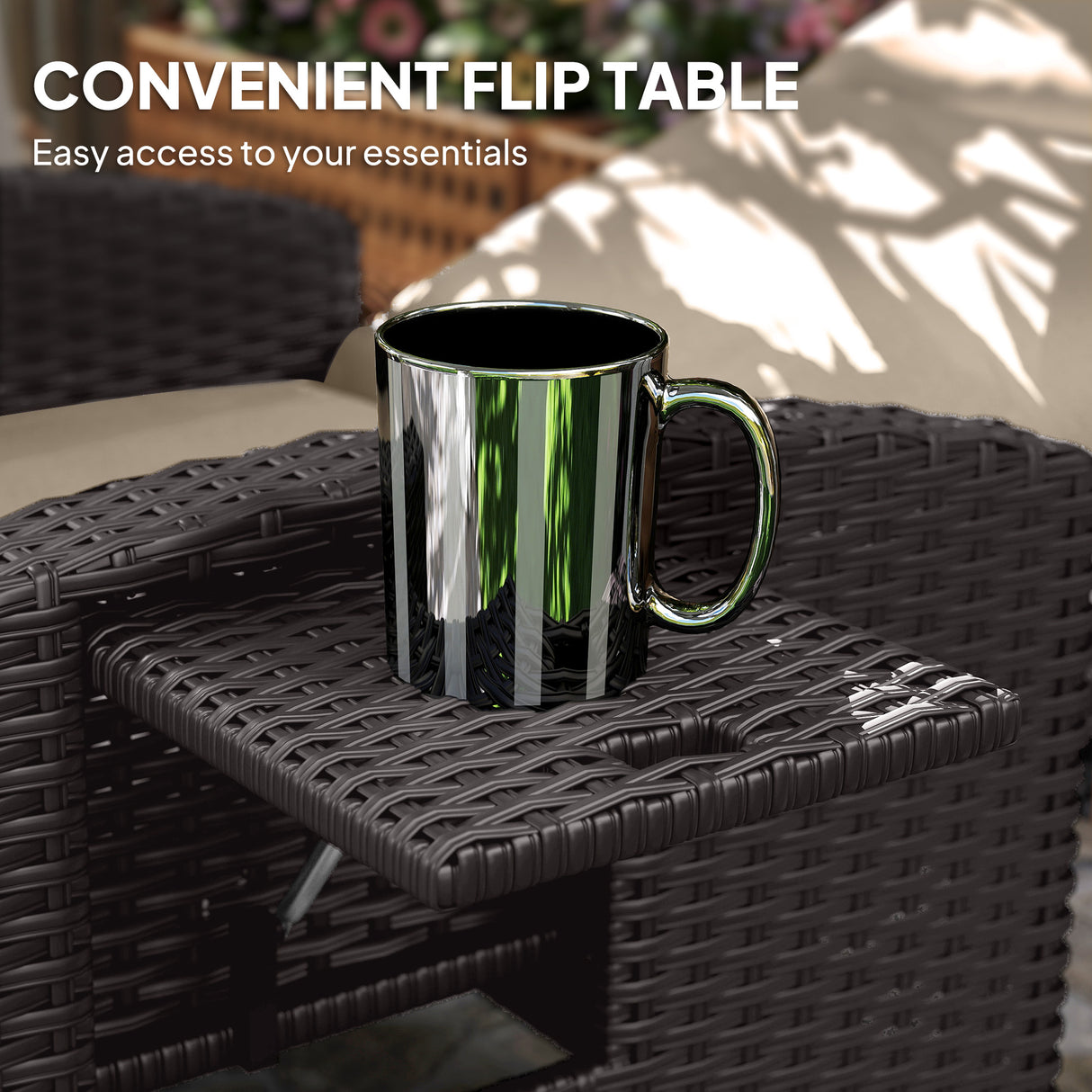 Poly Rattan Reclining Garden Armchair With Footrest - Velmora