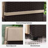 Poly Rattan Reclining Garden Armchair With Footrest - Velmora