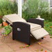 Poly Rattan Reclining Garden Armchair With Footrest - Velmora