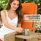 Poly Rattan Reclining Garden Armchair With Footrest - Velmora