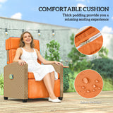 Poly Rattan Reclining Garden Armchair With Footrest - Velmora