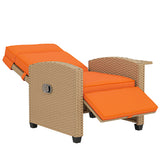 Poly Rattan Reclining Garden Armchair With Footrest - Velmora