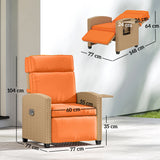 Poly Rattan Reclining Garden Armchair With Footrest - Velmora