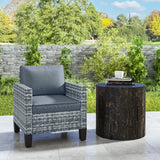 Poly Rattan Single Garden Armchair With Cushions - Velmora
