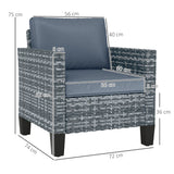 Poly Rattan Single Garden Armchair With Cushions - Velmora