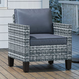 Poly Rattan Single Garden Armchair With Cushions - Velmora