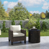 Poly Rattan Single Garden Armchair With Cushions - Velmora