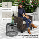 Poly Rattan Single Garden Armchair With Cushions - Velmora