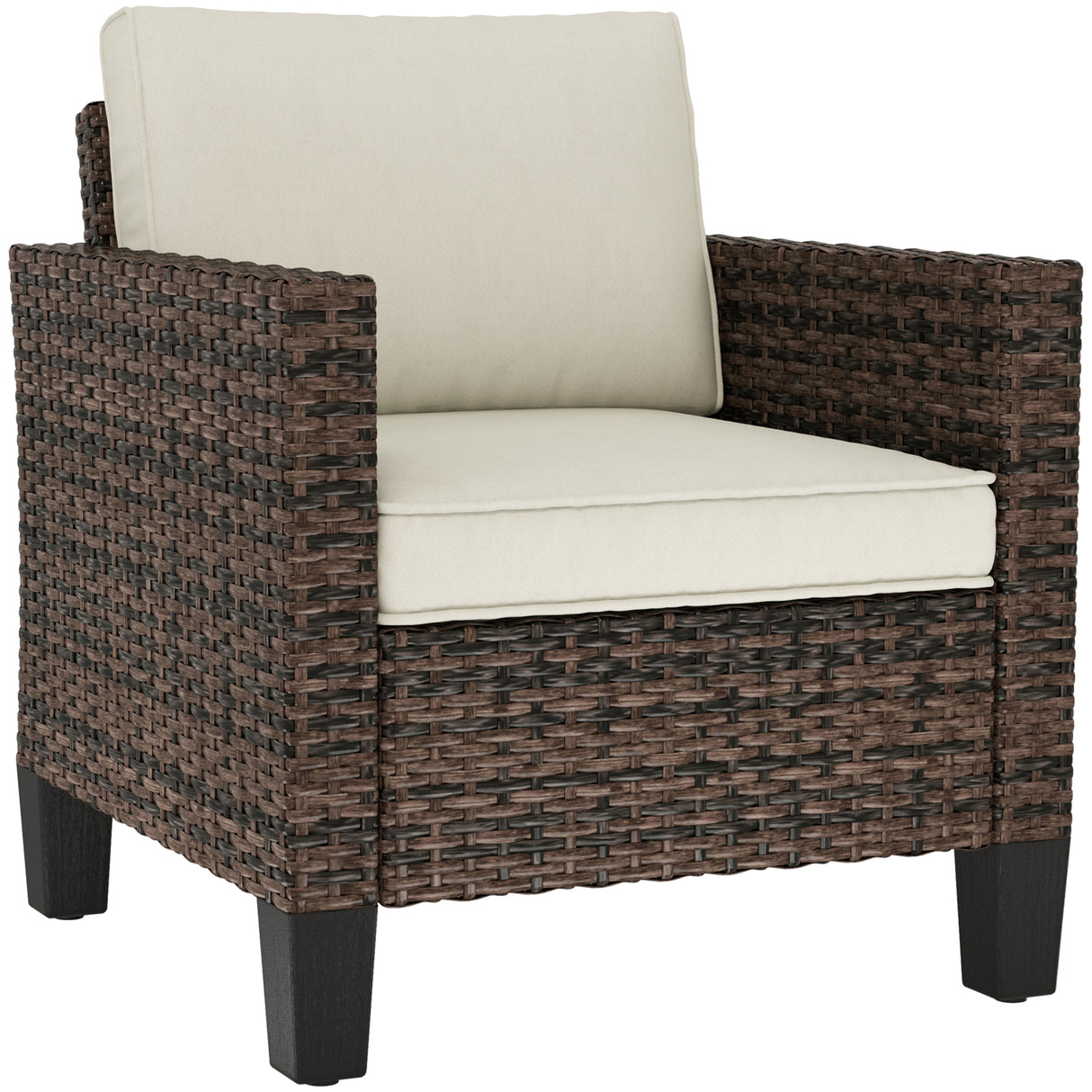 Poly Rattan Single Garden Armchair With Cushions - Velmora