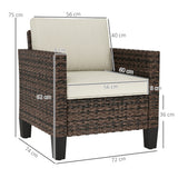 Poly Rattan Single Garden Armchair With Cushions - Velmora