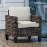 Poly Rattan Single Garden Armchair With Cushions - Velmora