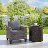 Poly Rattan Single Garden Armchair With Cushions - Velmora