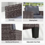 Poly Rattan Single Garden Armchair With Cushions - Velmora