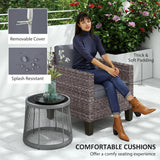Poly Rattan Single Garden Armchair With Cushions - Velmora
