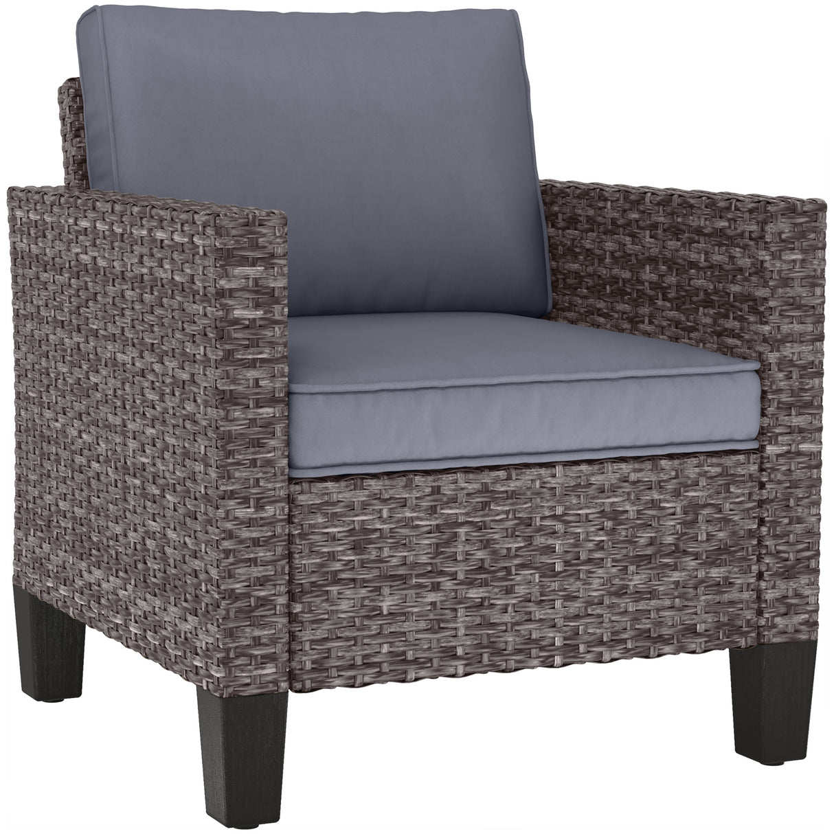 Poly Rattan Single Garden Armchair With Cushions - Velmora