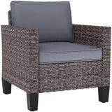 Poly Rattan Single Garden Armchair With Cushions - Velmora