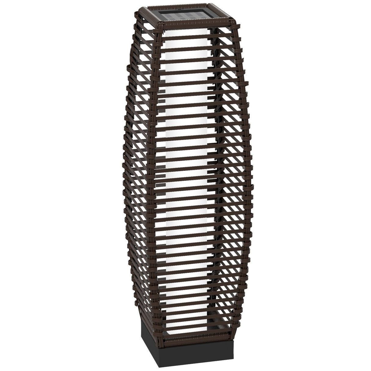 Poly Rattan Solar Powered Garden Lantern 68cm Tall Auto On-Off - Velmora