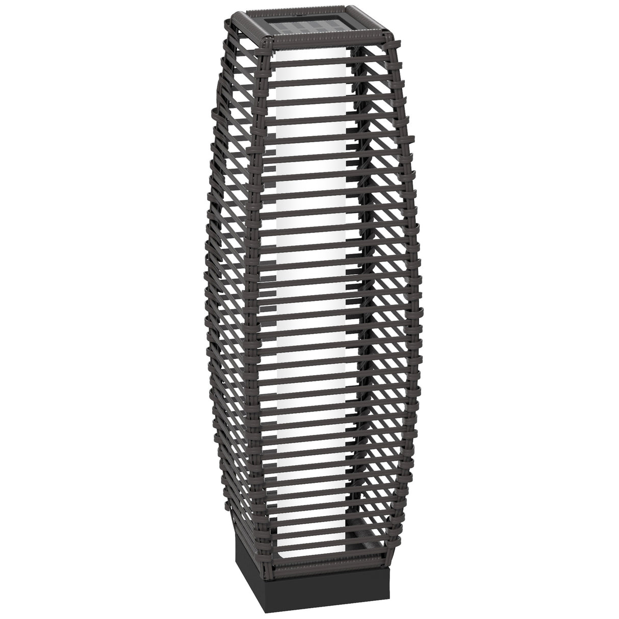 Poly Rattan Solar Powered Garden Lantern 68cm Tall Auto On-Off - Velmora