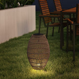 Poly Rattan Solar Powered Garden Lantern With Auto On-Off - Velmora