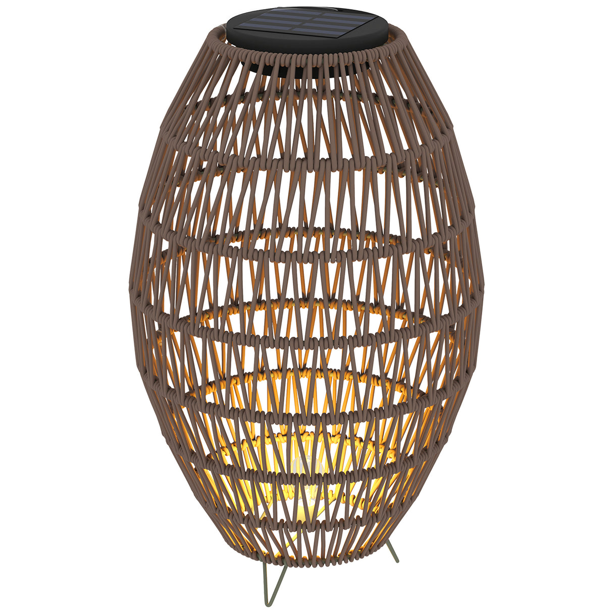 Poly Rattan Solar Powered Garden Lantern With Auto On-Off - Velmora