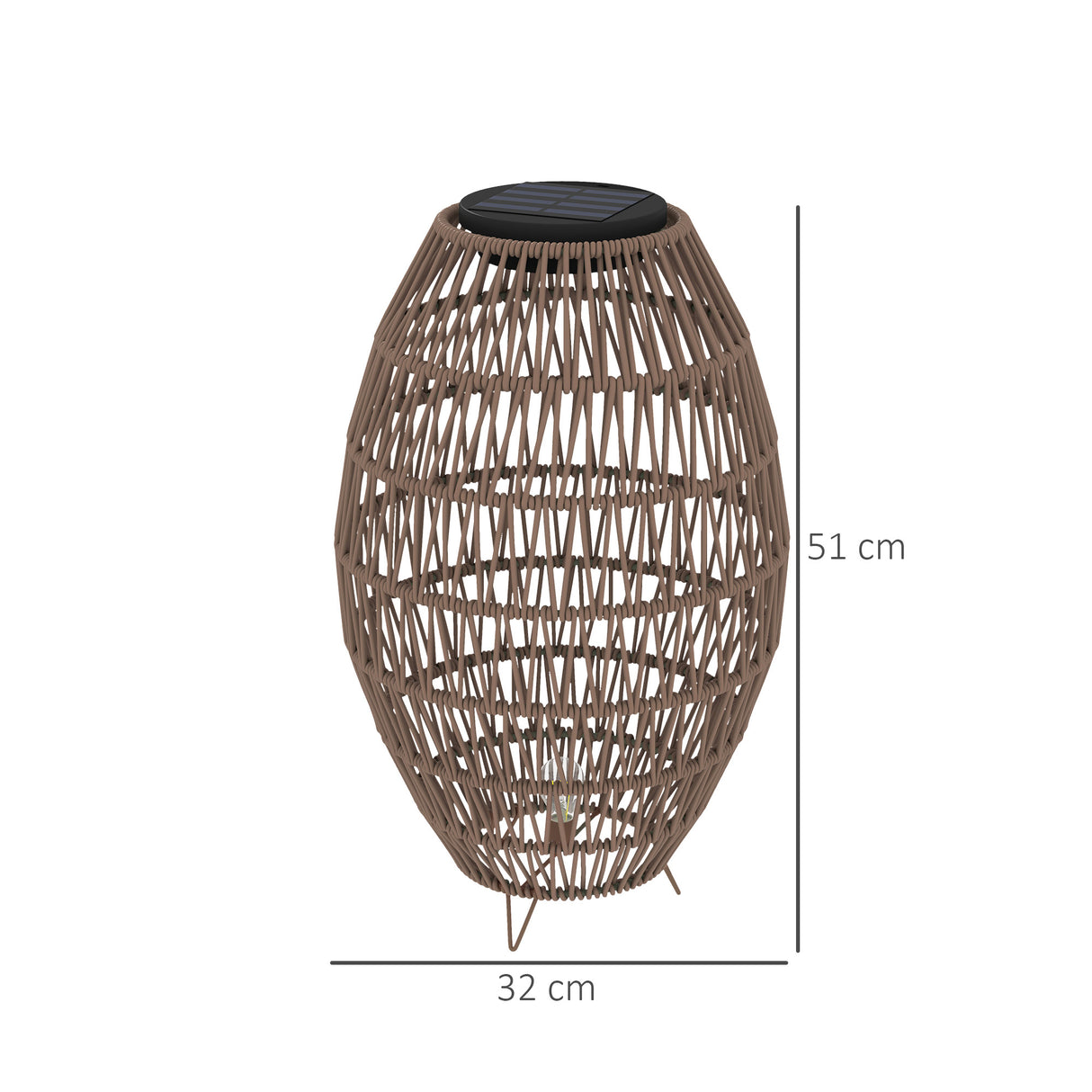 Poly Rattan Solar Powered Garden Lantern With Auto On-Off - Velmora