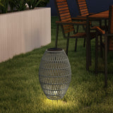 Poly Rattan Solar Powered Garden Lantern With Auto On-Off - Velmora
