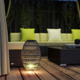 Poly Rattan Solar Powered Garden Lantern With Auto On-Off - Velmora